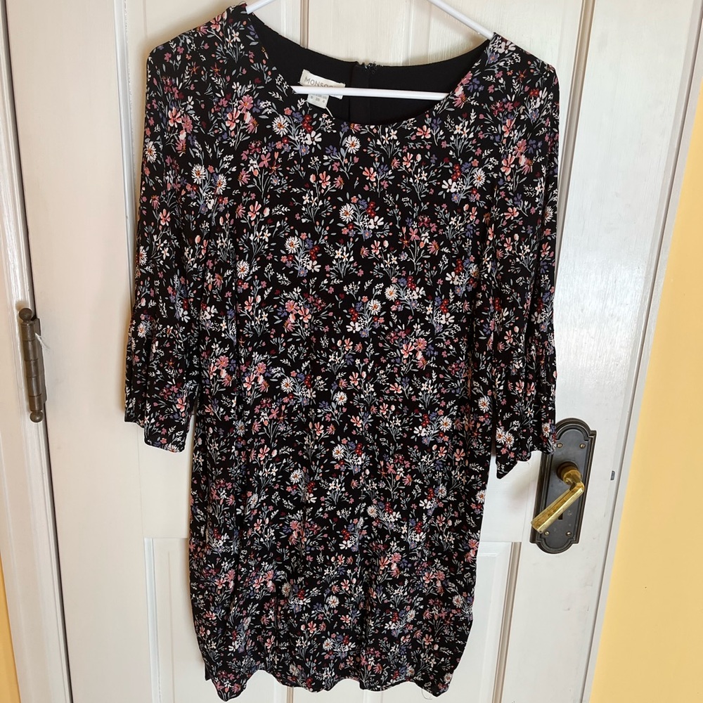 Monsoon London Floral Bell Sleeve Dress